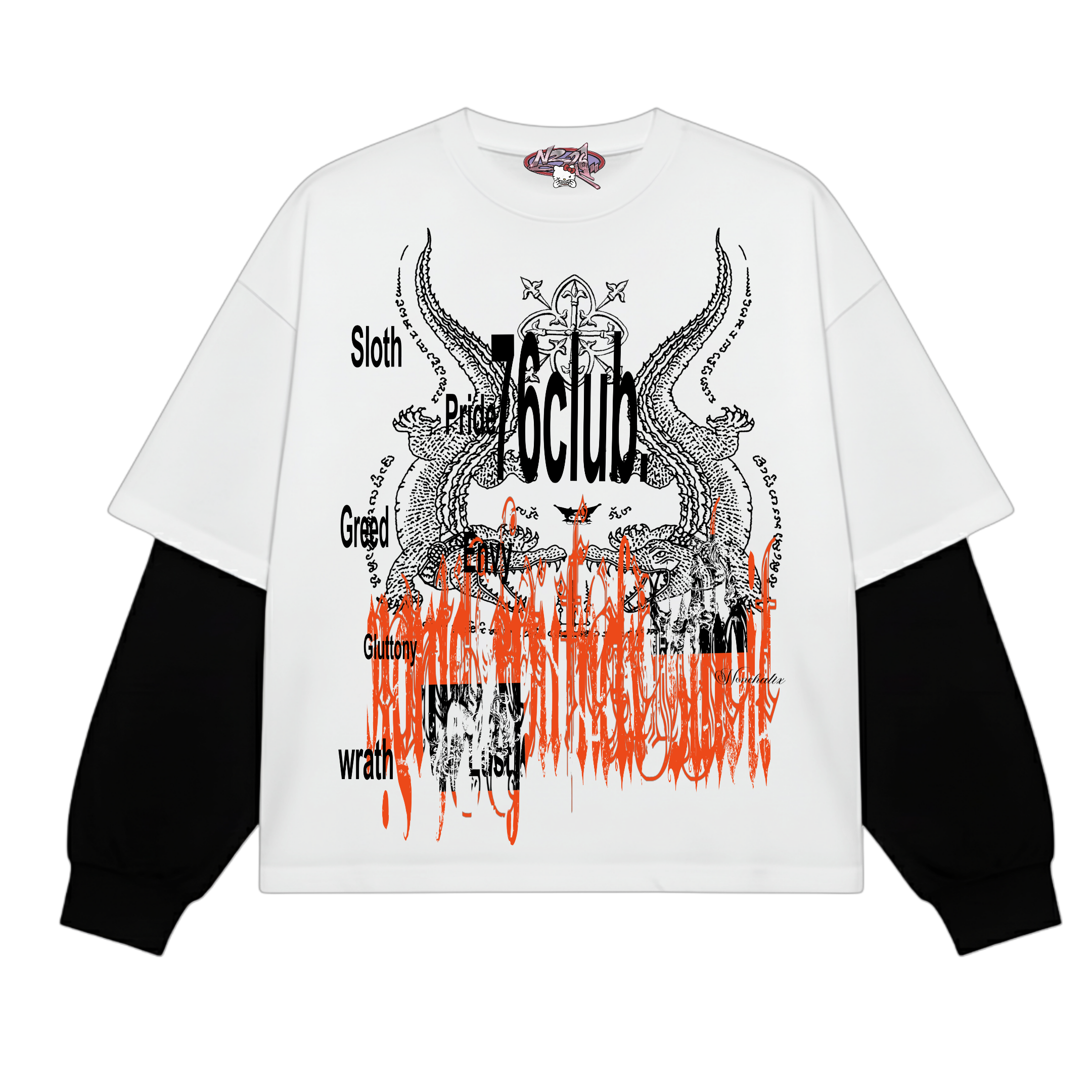 76 club Oversized attached sleeve tee