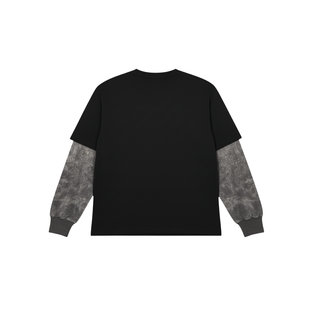 Punk is not dead Black Oversized Tee with acid wash attached sleeves