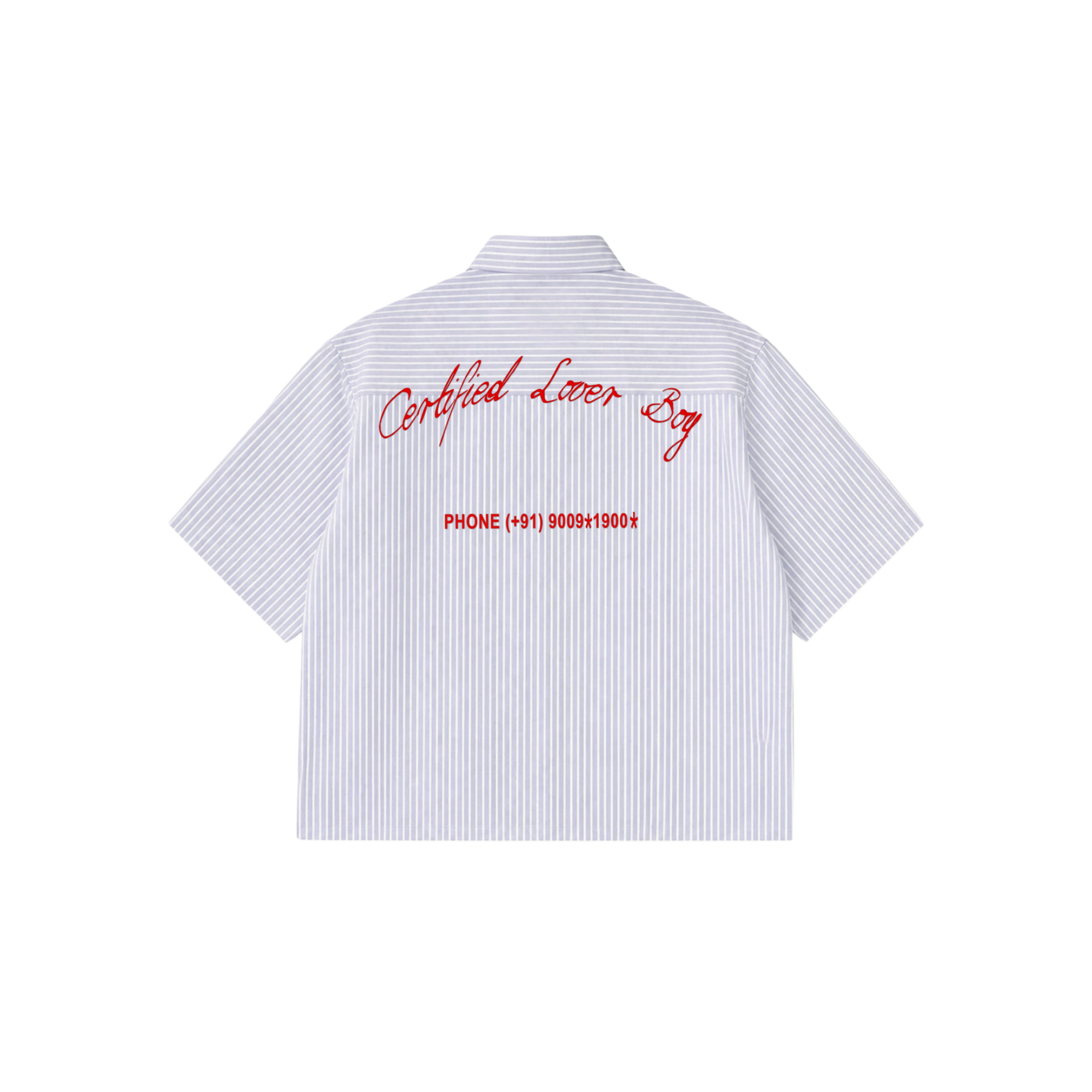 Certified Lover Boy- Pinstripe Boxy fit Blue Shirt