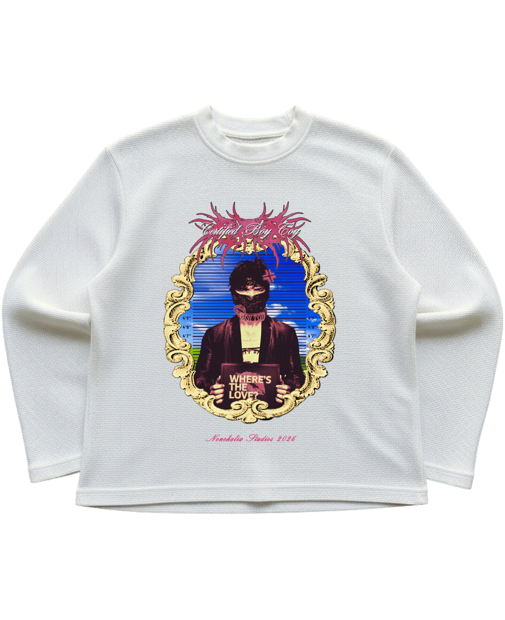Off-white waffle knit oversized full-sleeve Front Design