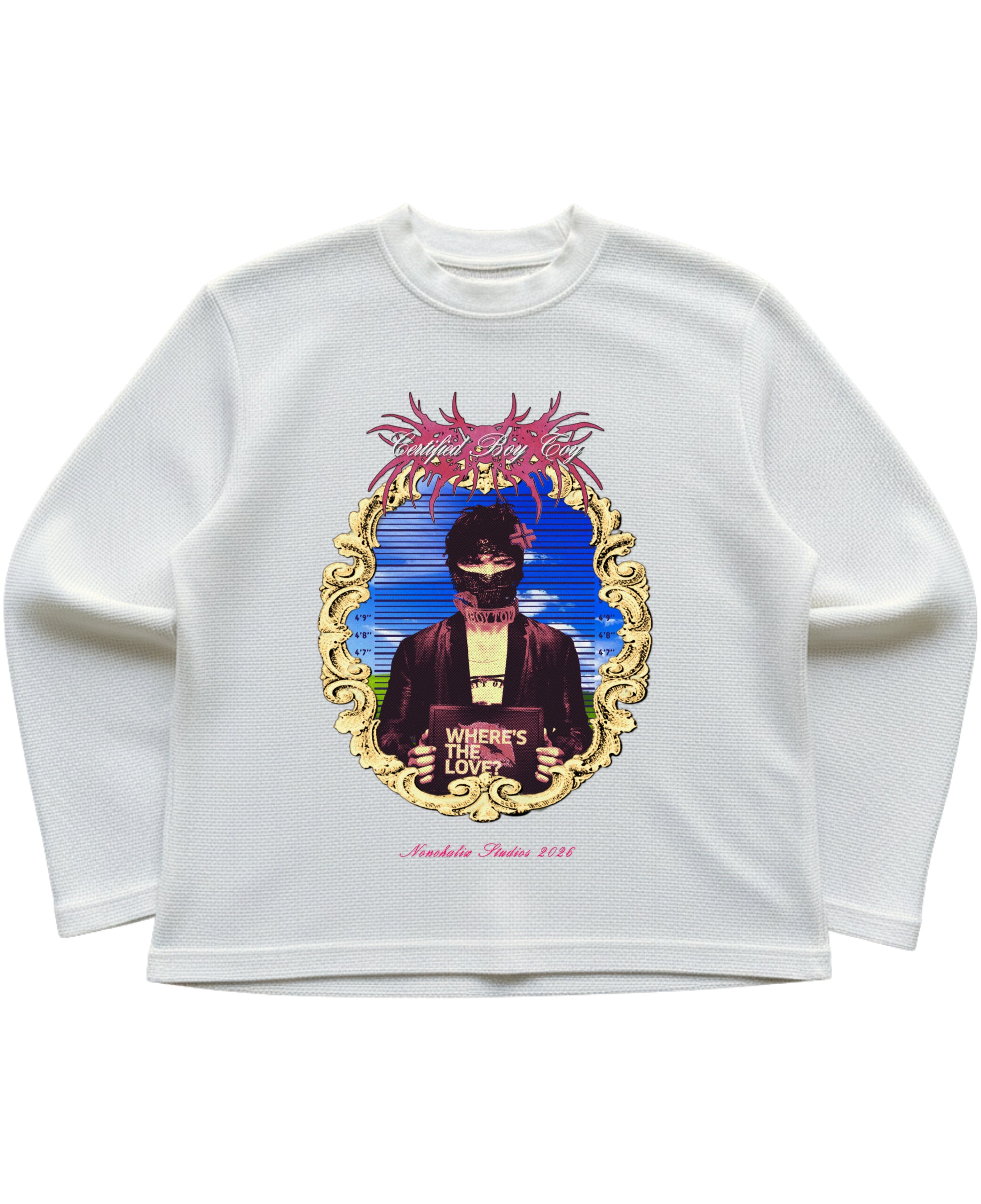 Off-white waffle knit oversized full-sleeve Front Design