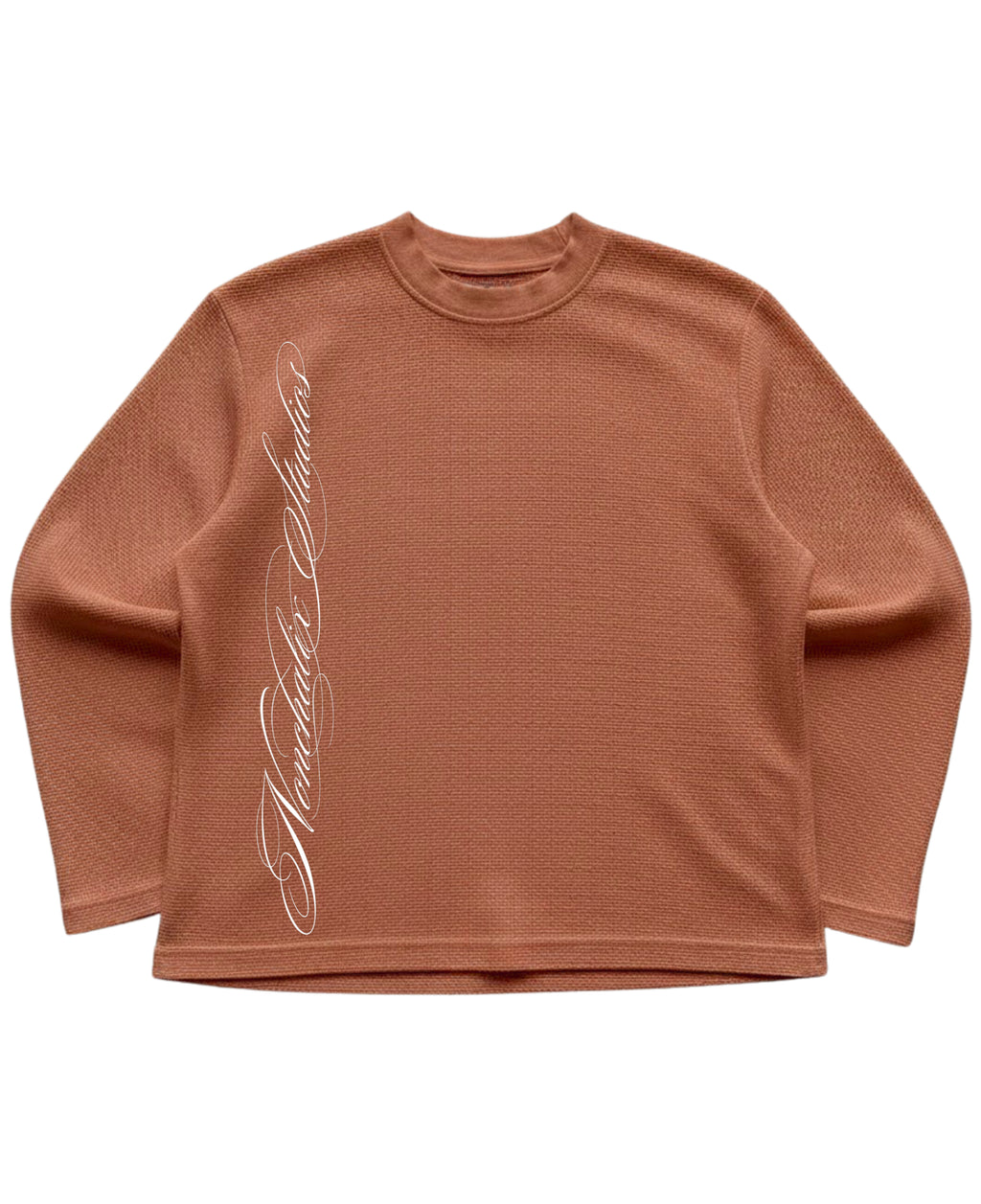 Brown waffle knit oversized full-sleeve Front Design