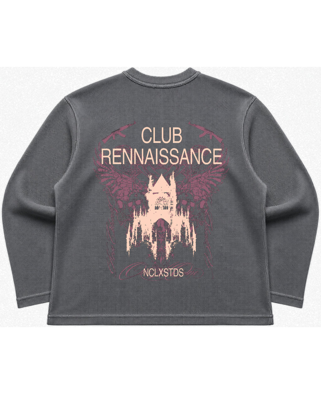 Acidwash waffle knit oversized full-sleeve Back Design