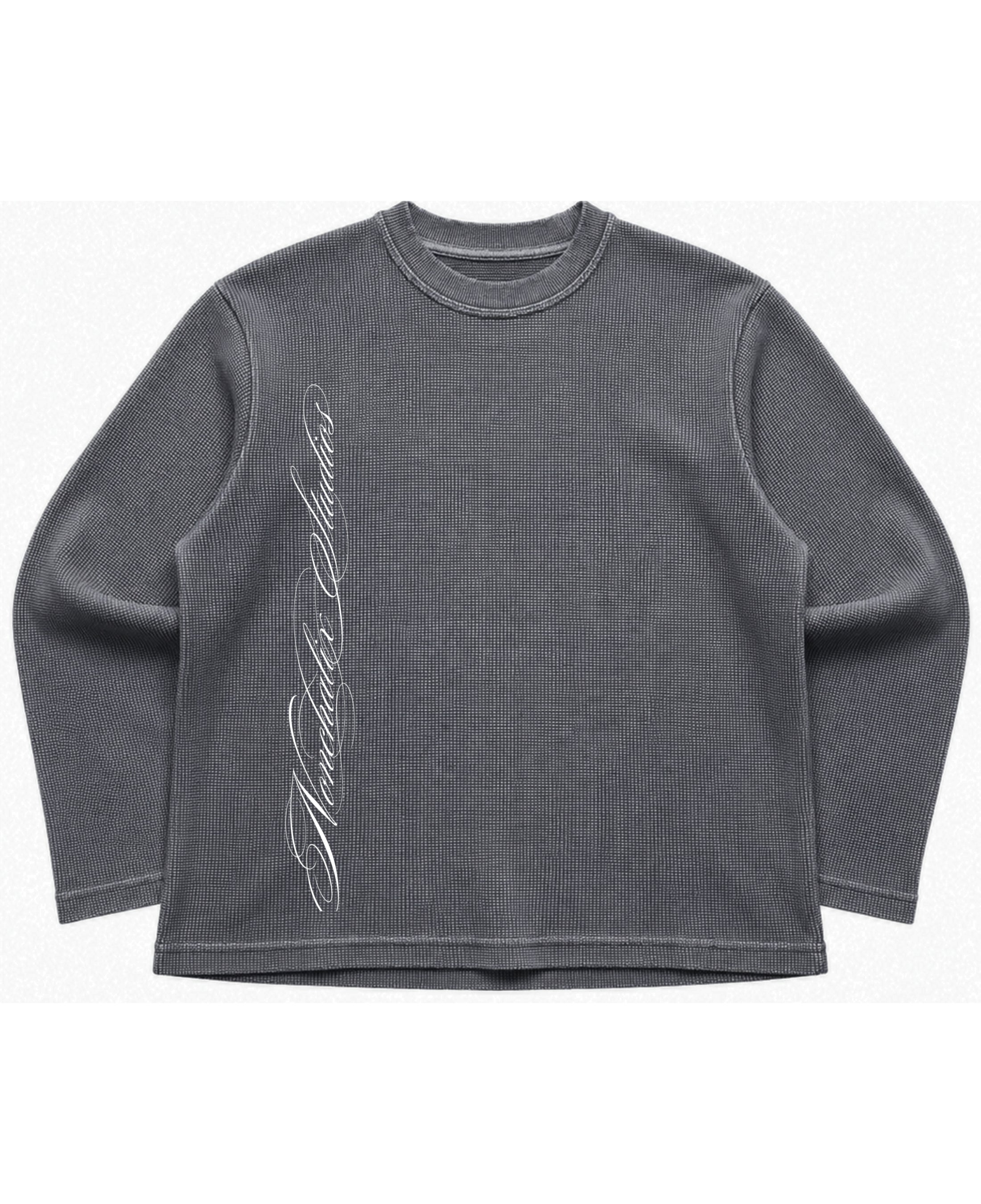 Acidwash waffle knit oversized full-sleeve Front Design
