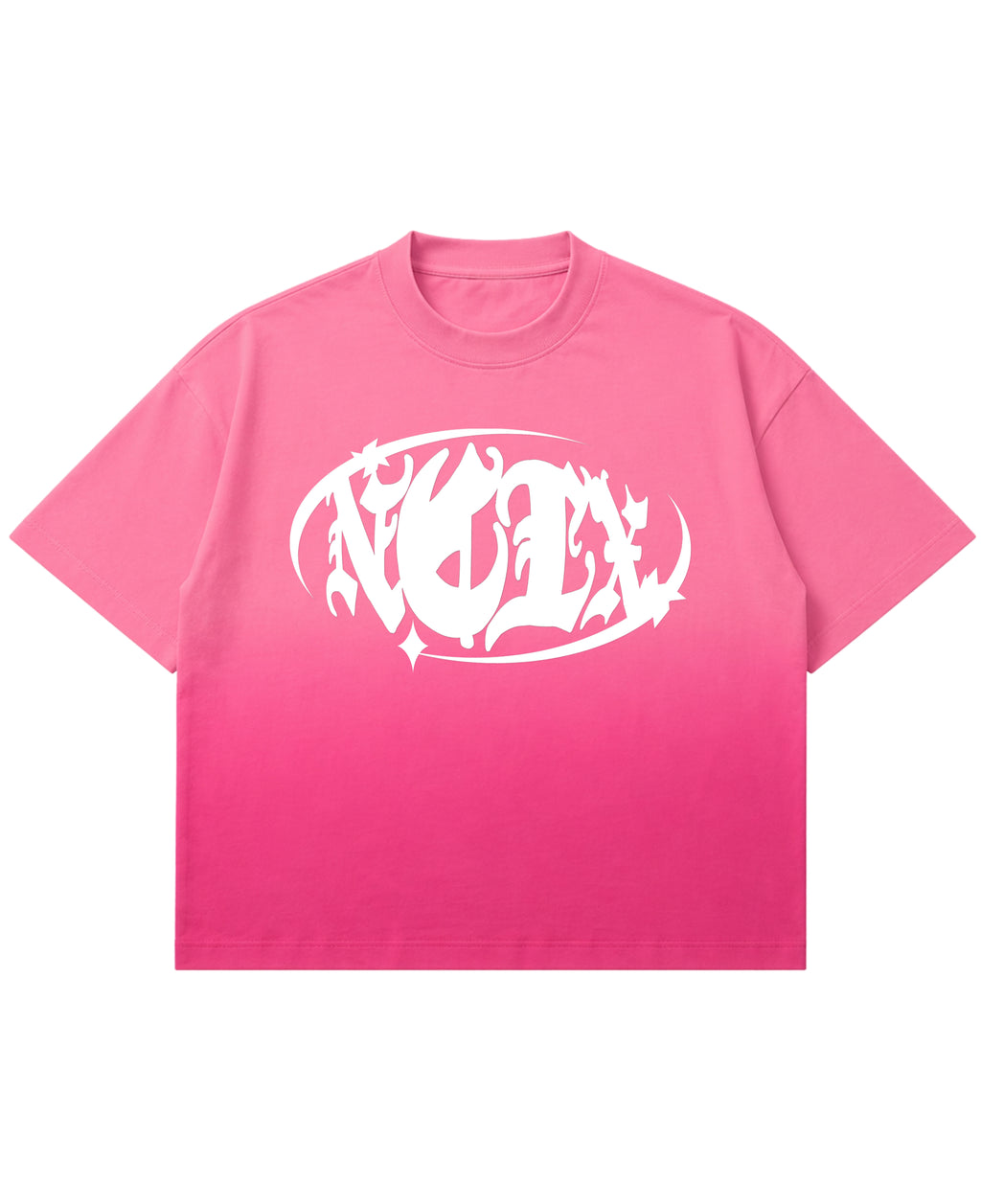 Pink Sunfade Ombré Wash Boxy Fit T-shirt Front Design