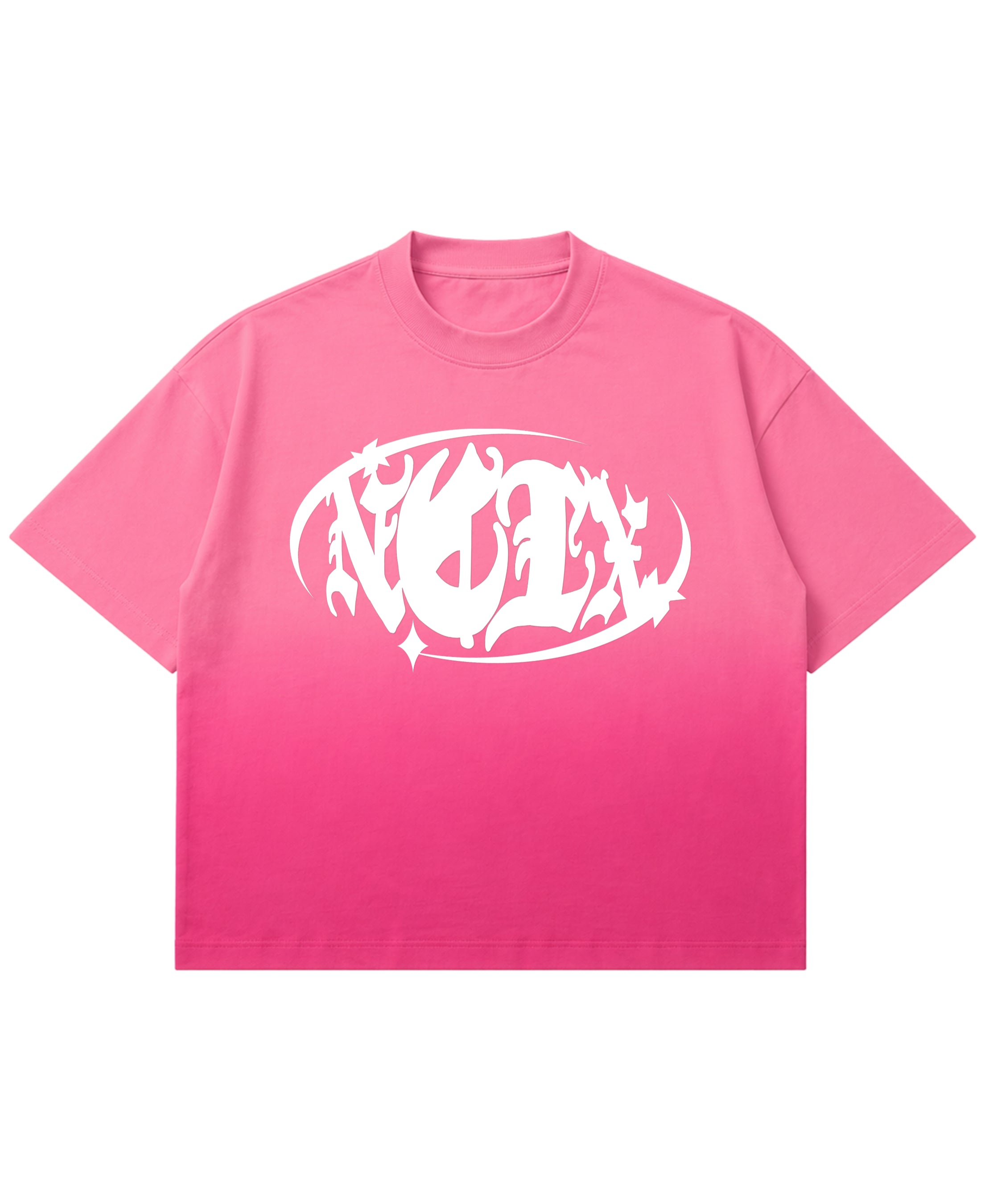 Pink Sunfade Ombré Wash Boxy Fit T-shirt Front Design
