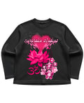 Black waffle knit oversized full-sleeve Front Design