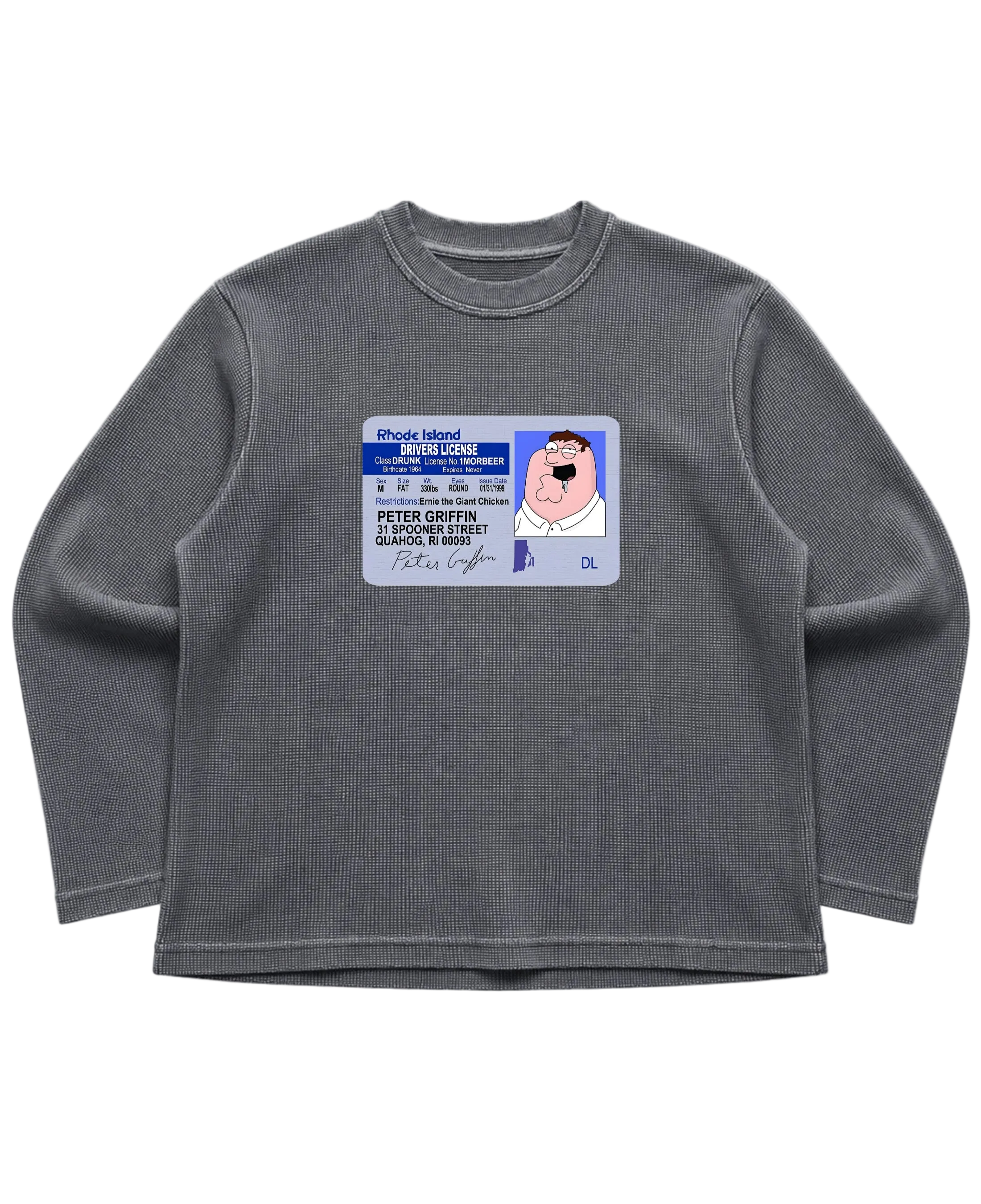 Peter Griffin Grey waffle knit oversized tee