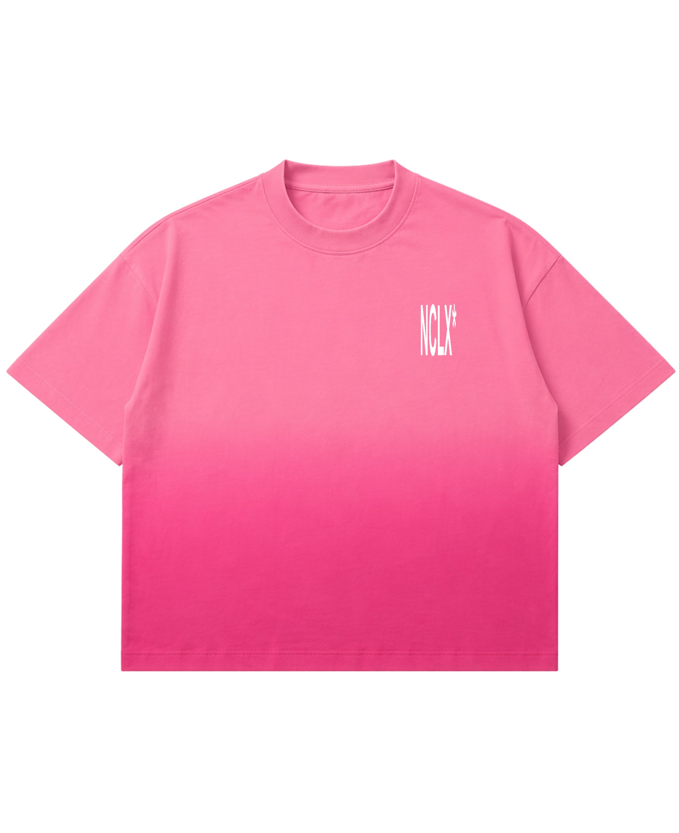 Pink Sunfade Ombré Wash Boxy Fit T-shirt Front Design
