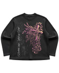 Black waffle knit oversized full-sleeve Front Design