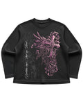 Black waffle knit oversized full-sleeve Front Design