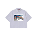 Mclovin License Boxy fit Pinstripe Blue shirt