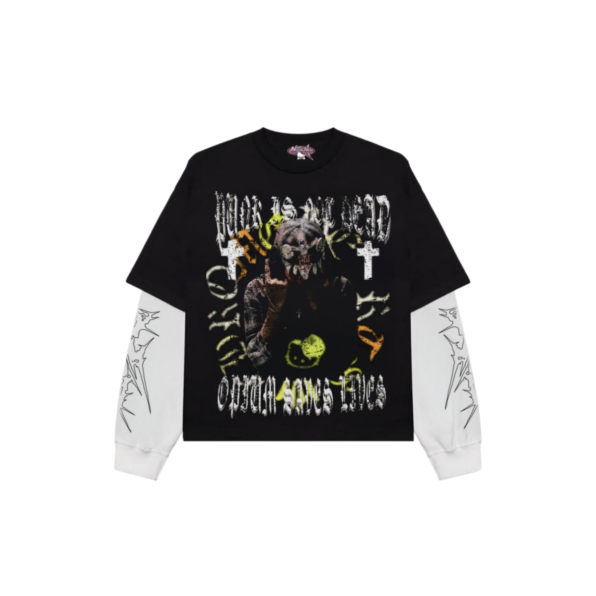 Punk Is not Dead Oversized Tee with attached white sleeves
