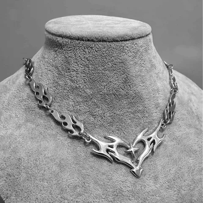 Y2K flame necklace