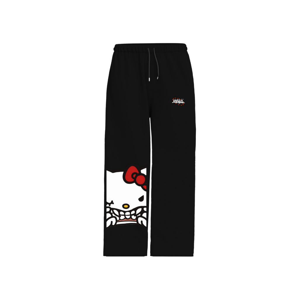 StopStarring Hello Kitty- Relaxed Baggy Black Joggers