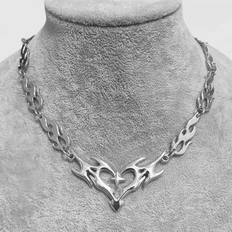 Y2K flame necklace