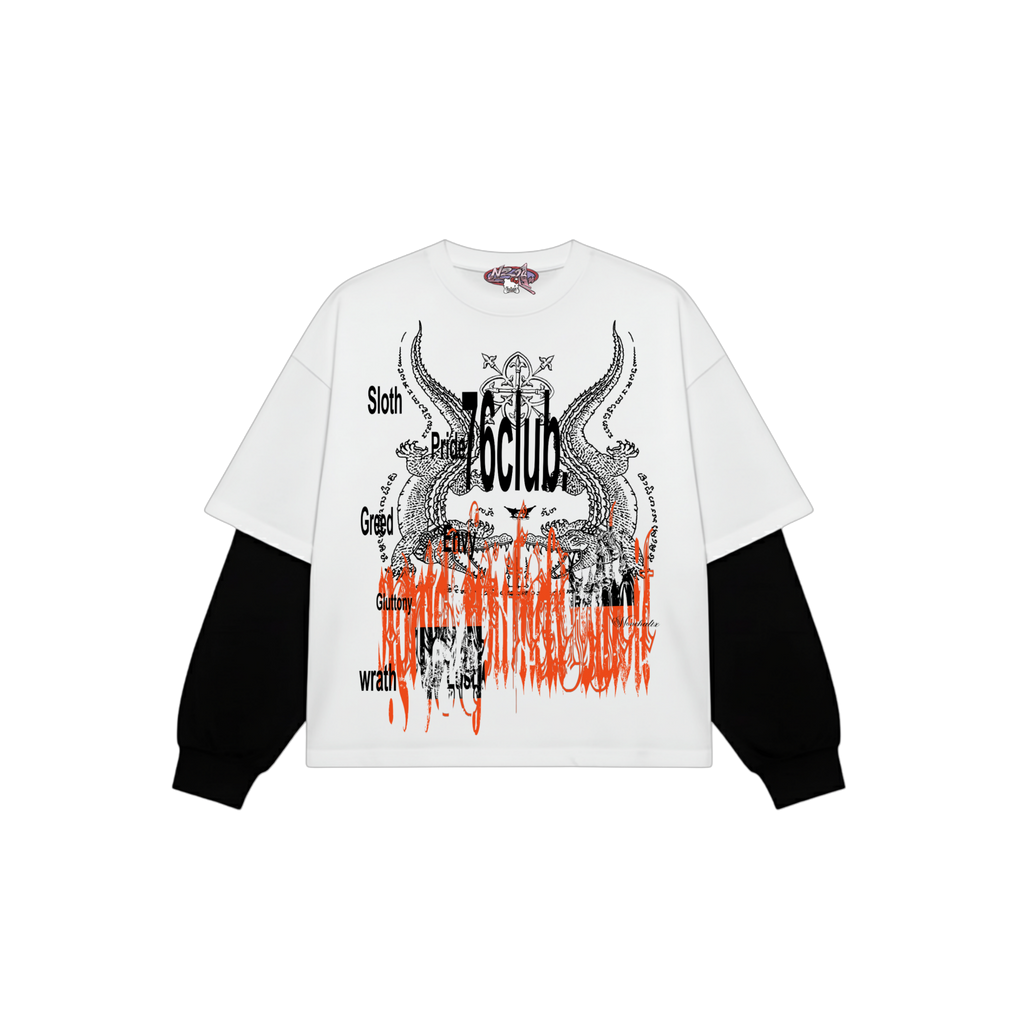 76 club- Oversized attached sleeve tee