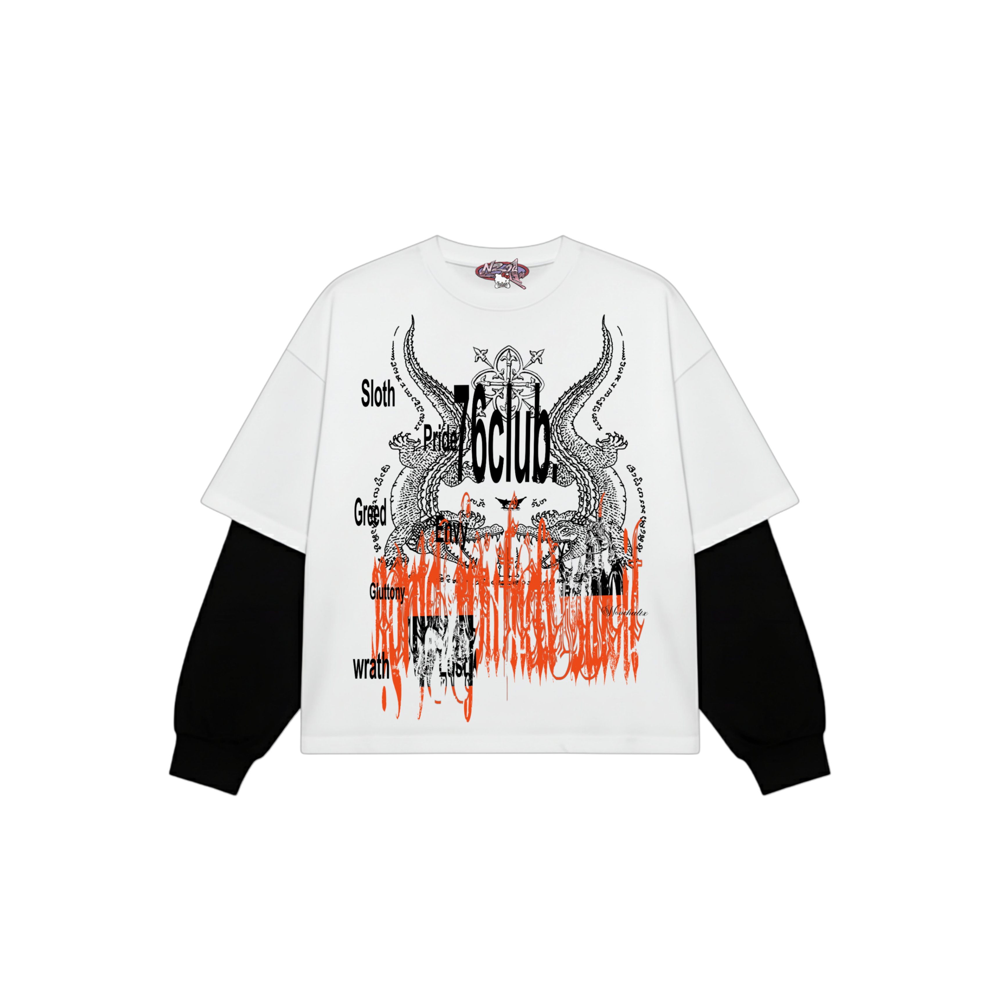 76 club- Oversized attached sleeve tee