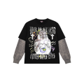 Punk is not dead Black Oversized Tee with acid wash attached sleeves